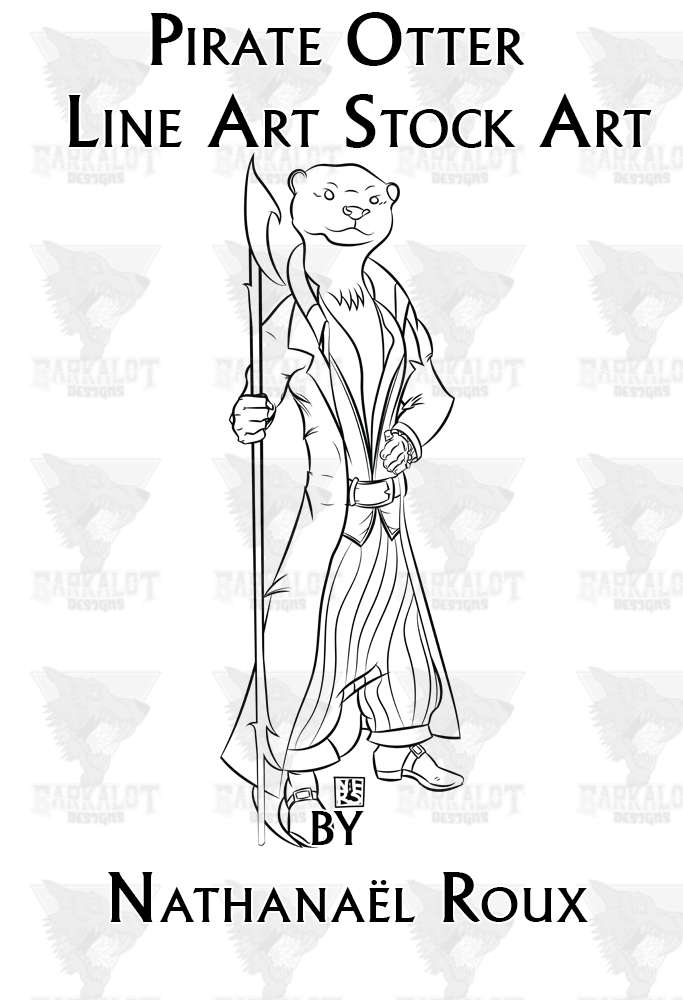 Pirate Otter Line Art Stock Art